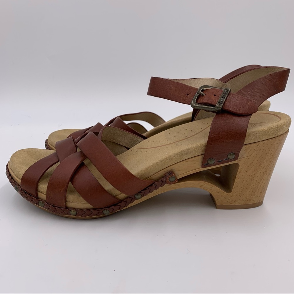 Dansko Brown Leather Wedge Sandals - Picture 4 of 12